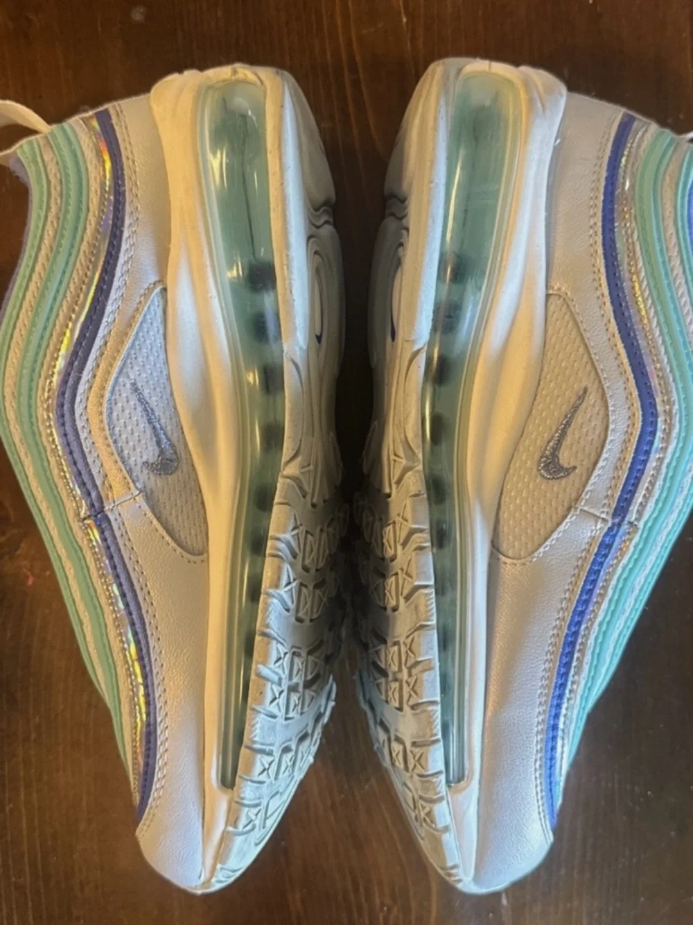 NIKE AIR Max 97 White Spruce Aura EUC Unisex Girls Boys 6Y - Picture 5 of 8